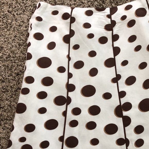 Dress Barn Skirt Linen Brown Polka Dot A Line SZ 12 Like New! - Picture 2 of 8